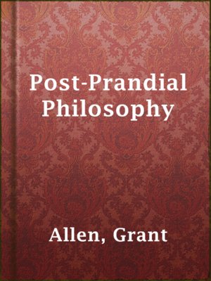 cover image of Post-Prandial Philosophy